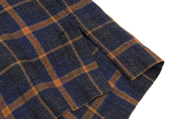 ISSEY MIYAKE MEN Rayon Blend Mandarin Collar Plaid Shirt K-172974_014