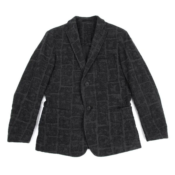 ISSEY MIYAKE MEN Wool Check Weave Jacket Grey 1 K-172984_001