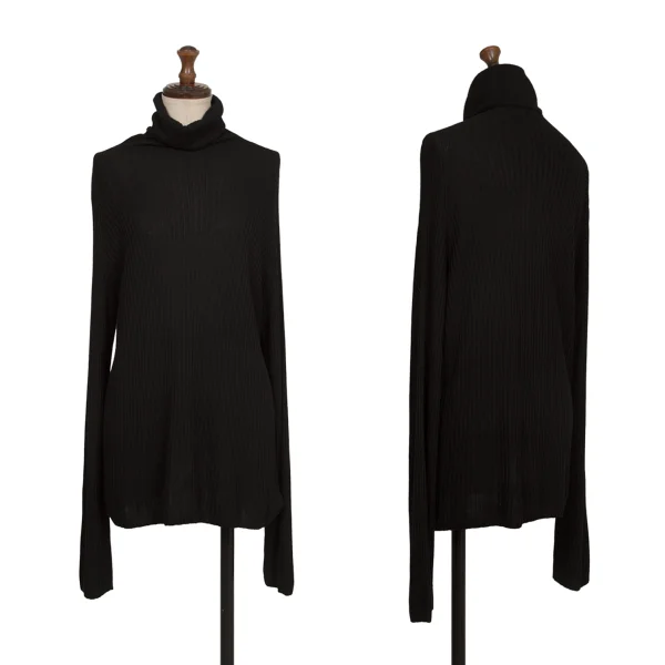 Yohji Yamamoto NOIR Rayon Blend Turtleneck Rib Knit Sweater Black 2 K-172989_001