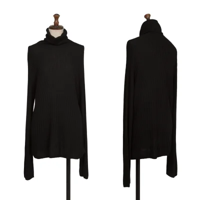Yohji Yamamoto NOIR Rayon Blend Turtleneck Rib Knit Sweater