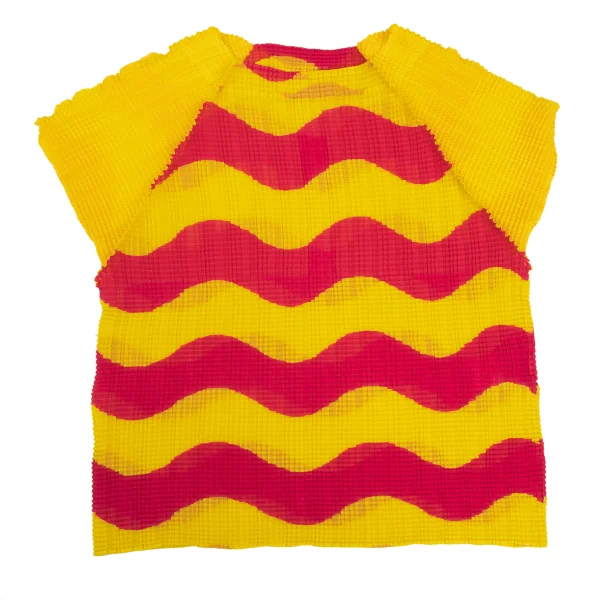 ISSEY MIYAKE Stretch Pleats Wave Graphic Print T Shirt K-172991_002