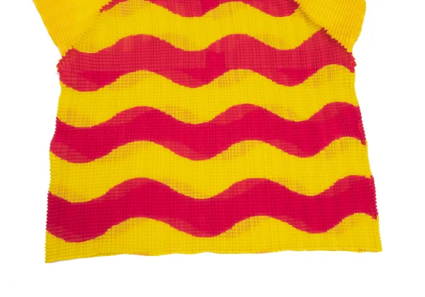 ISSEY MIYAKE Stretch Pleats Wave Graphic Print T Shirt K-172991_006