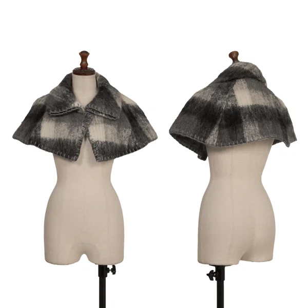 YUKI TORII Mohair Blend Wool Stitch Design Collar White,Grey 38 K-172995_001