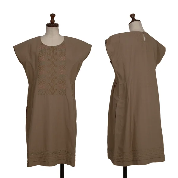 ISSEY MIYAKE HaaT Stitch Design Sleeveless Tunic Mocha 2 K-172998_001