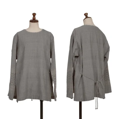 ISSEY MIYAKE HaaT Zigzag Neck Striped Drawstring Top