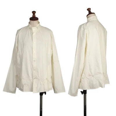 ISSEY MIYAKE HaaT Gathered Dot Band Collar Blouse