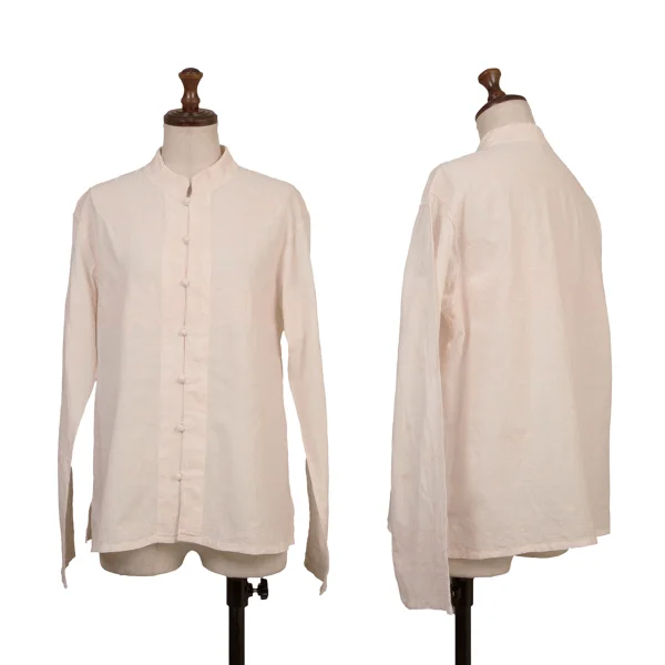 ISSEY MIYAKE HaaT Graphic Embroidered Band-Collar Blouse Pink 2 K-173006_001