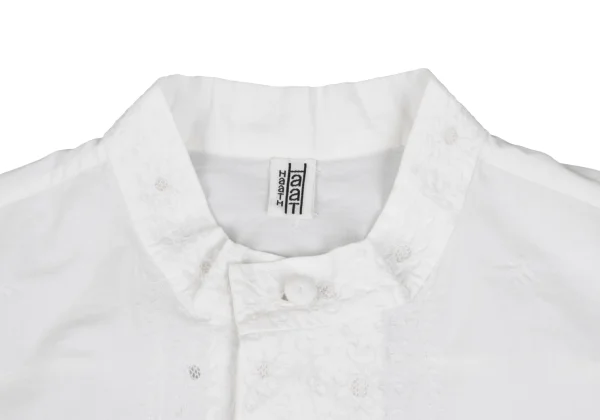 ISSEY MIYAKE HaaT Floral Embroidery Band Collar Blouse K-173013_004