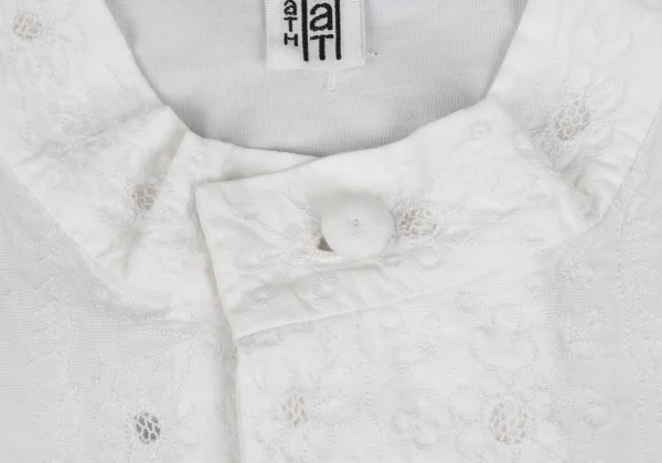 ISSEY MIYAKE HaaT Floral Embroidery Band Collar Blouse K-173013_005