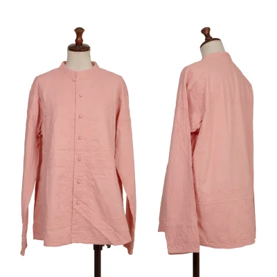 ISSEY MIYAKE HaaT Graphic Embroidery Line Design Band-collar Blouse