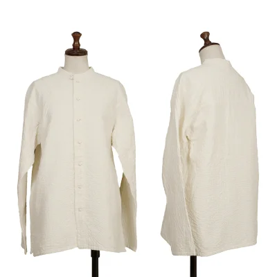 ISSEY MIYAKE HaaT Switching Design Sashiko Band-collar Blouse