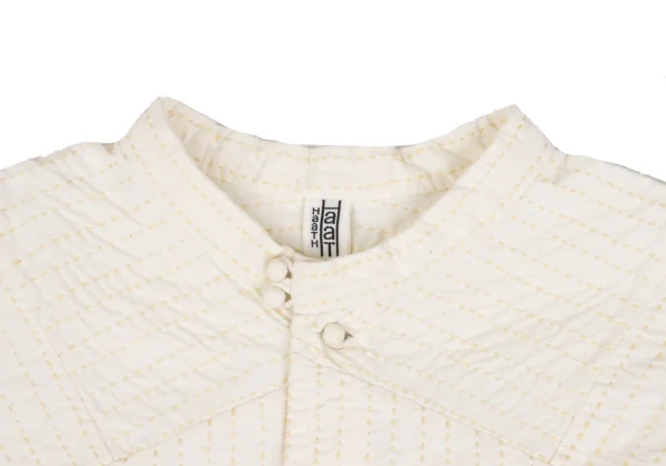 ISSEY MIYAKE HaaT Switching Design Sashiko Band-collar Blouse K-173015_003