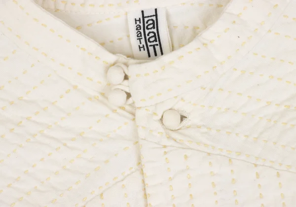 ISSEY MIYAKE HaaT Switching Design Sashiko Band-collar Blouse K-173015_004