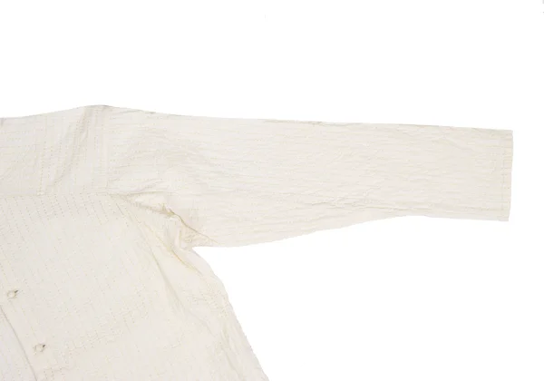 ISSEY MIYAKE HaaT Switching Design Sashiko Band-collar Blouse K-173015_005
