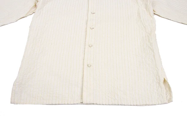 ISSEY MIYAKE HaaT Switching Design Sashiko Band-collar Blouse K-173015_007