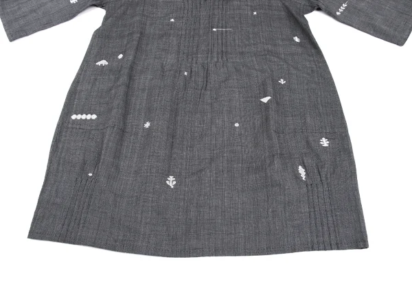 ISSEY MIYAKE HaaT Pintuck Design Embroidery Skipper 3/4 Sleeve Tunic K-173018_008
