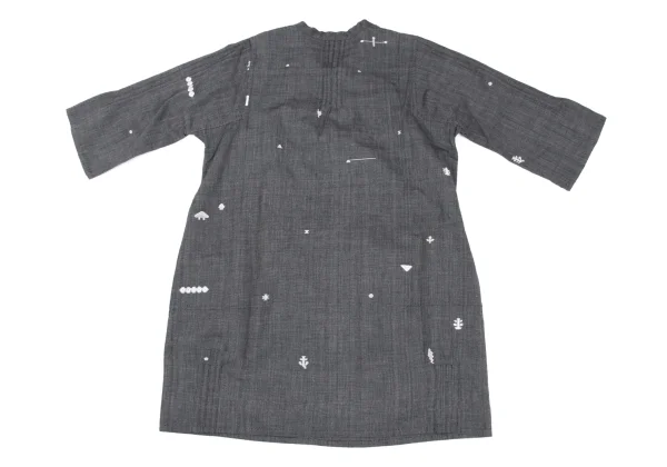 ISSEY MIYAKE HaaT Pintuck Design Embroidery Skipper 3/4 Sleeve Tunic K-173018_010