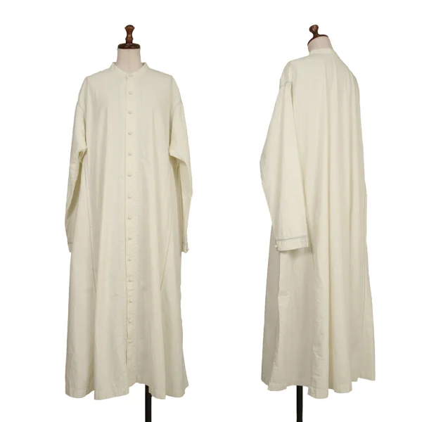 ISSEY MIYAKE HaaT Embroidery Design Band-collar Shirt Dress Ivory 2 K-173021_001