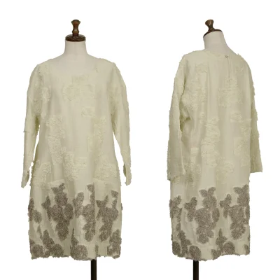 ISSEY MIYAKE HaaT Cotton Nylon Brushed Patch Design 3/4 Sleeve Tunic