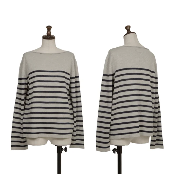 Jean Paul GAULTIER FOR SEPT PREMIERES Wool Glitter Striped Knit Top Grey,Navy 40 K-173024_001