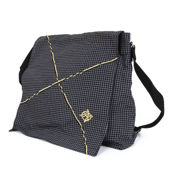 JPG by GAULTIER Logo Embroidery Grid Messenger Bag Black  K-173027_001