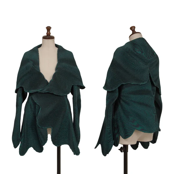 ISSEY MIYAKE 3D Steam Stretch Pleated Stripe Double Jacket Dark Green S-M K-173035_001
