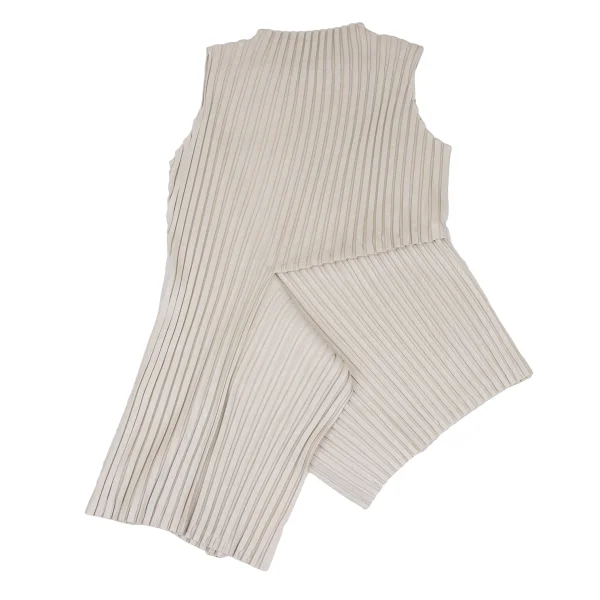ISSEY MIYAKE Switching Design Asymmetry Pleats Sleeveless Tunic K-173038_002