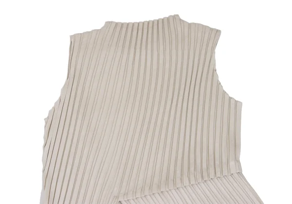 ISSEY MIYAKE Switching Design Asymmetry Pleats Sleeveless Tunic K-173038_003