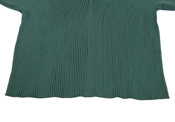 ISSEY MIYAKE Poly Switching High-neck Curve Sleeve Rib Knit Top K-173039_007