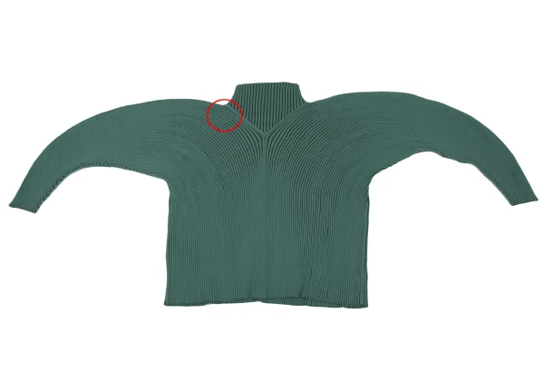 ISSEY MIYAKE Poly Switching High-neck Curve Sleeve Rib Knit Top K-173039_009