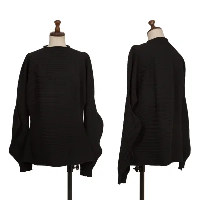 ISSEY MIYAKE Rayon Nylon Rib Design Asymmetry Sleeve Top