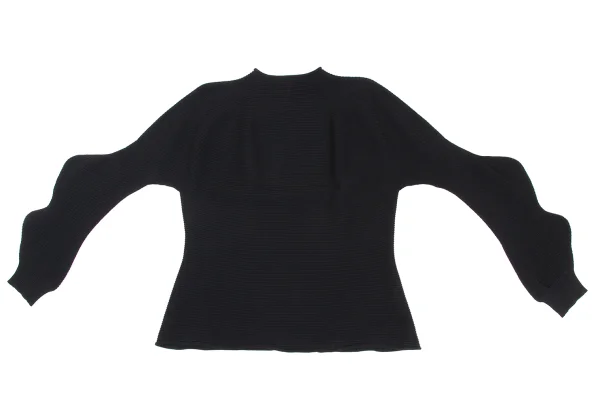 ISSEY MIYAKE Rayon Nylon Rib Design Asymmetry Sleeve Top K-173040_002