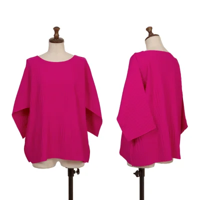 ISSEY MIYAKE me Fine Knit Pleated 3/4 Sleeve Top