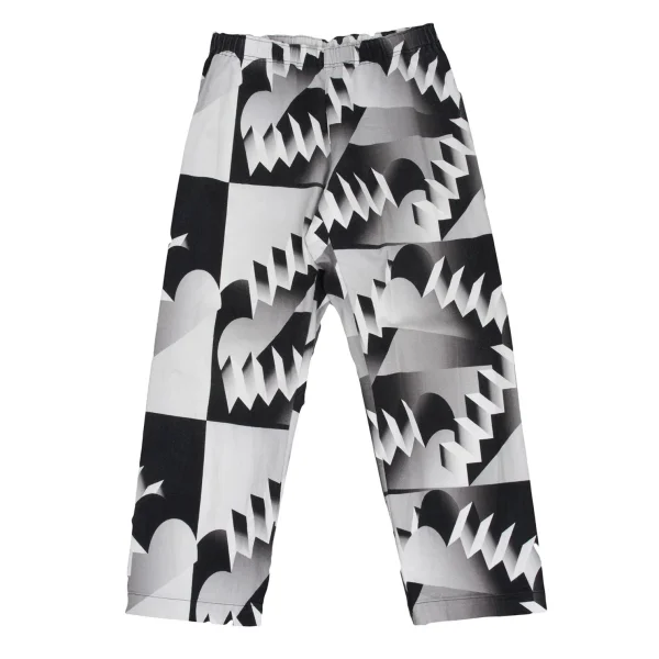 ISSEY MIYAKE me Cotton Blend Trompe-l'œil Print Stretch Pants Black,White Free K-173058_001