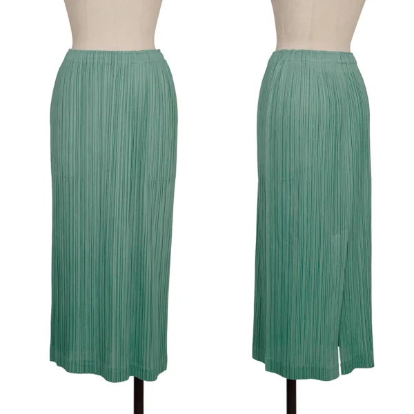 PLEATS PLEASE Back Slit Skirt Green,Sky blue 3 K-173060_001
