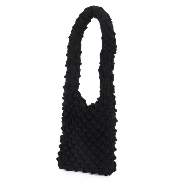 ISSEY MIYAKE Wool Blend Pleated Mini Handbag Black  K-173064_001