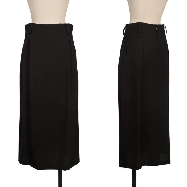 Y's Wool Gaba Front Darts Skirt Black S-M K-173074_001