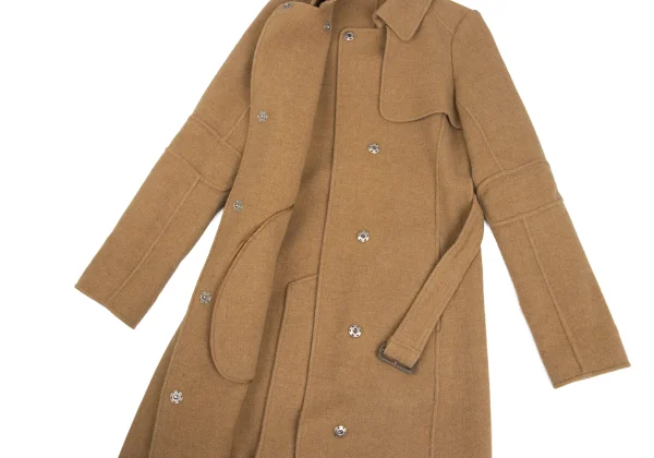 TSUMORI CHISATO Melton Wool Snap-Button Belted Coat K-173078_012