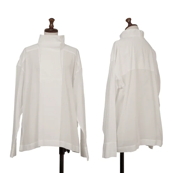 ISSEY MIYAKE Cotton Turtleneck Pullover Blouse White M K-173080_001