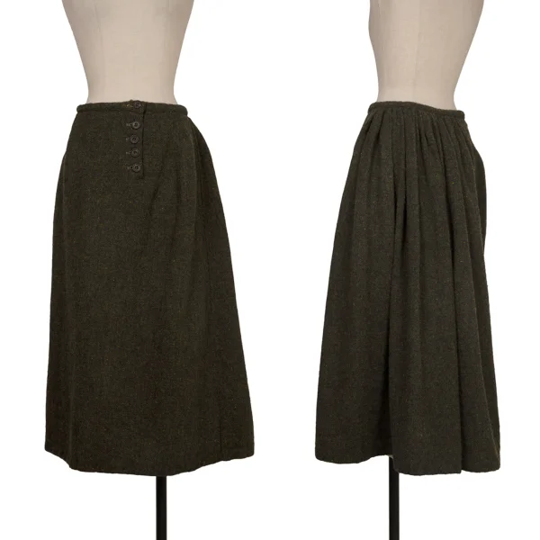 Paul Harnden Colorful Washed Wool Back Gather Skirt Green,Multi-Color S K-173084_001