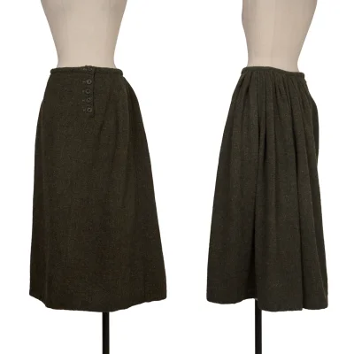Paul Harnden Colorful Washed Wool Back Gather Skirt