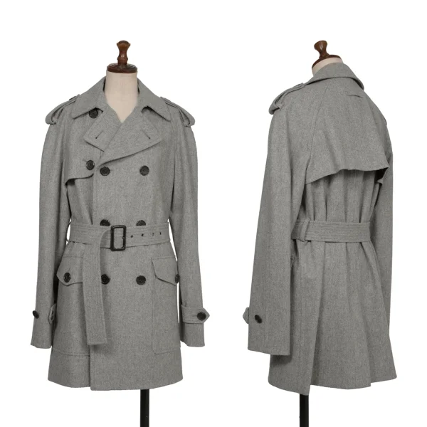 Jean Paul GAULTIER CLASSIQUE Wool Blend Belted Double Coat Grey 40 K-173086_001