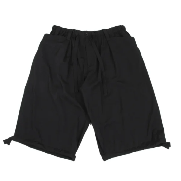 Yohji Yamamoto POUR HOMME Wool Gabardine Drawstring Wide Pants Black 3 K-173088_001