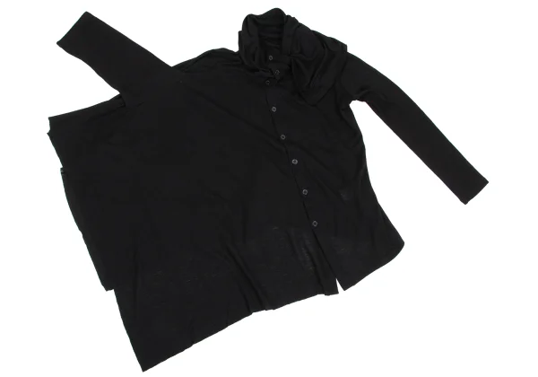 Yohji Yamamoto FEMME Wool Silk Asymmetrical Knit Cardigan K-173100_002