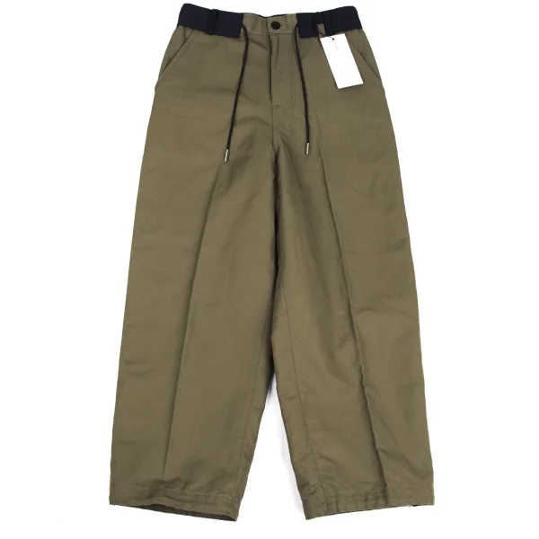 sacai Cotton Linen Bicolor Drawstring Pants Khaki,Navy 0 K-173105_001
