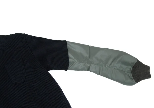 sacai Nylon Twill Docking Pullover Knit Sweater K-173106_005