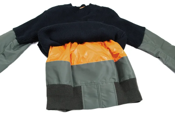 sacai Nylon Twill Docking Pullover Knit Sweater K-173106_011