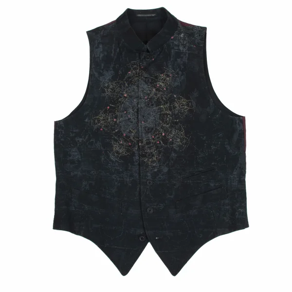 Yohji Yamamoto POUR HOMME Indra Patterned Vest Black 2 K-173110_001