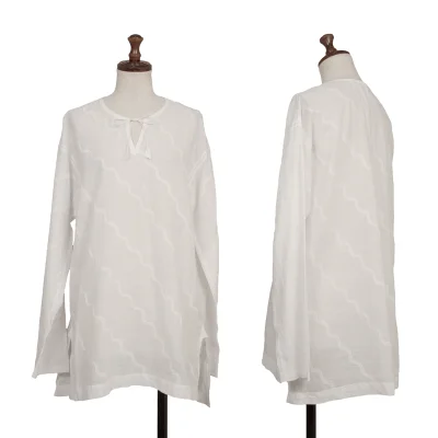 ASHA BY MDS Wave Embroidery Cord-neck Skipper Blouse