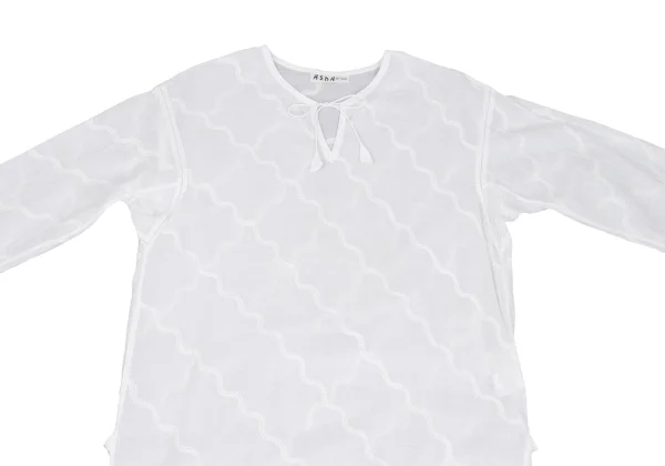 ASHA BY MDS Wave Embroidery Cord-neck Skipper Blouse K-173122_003